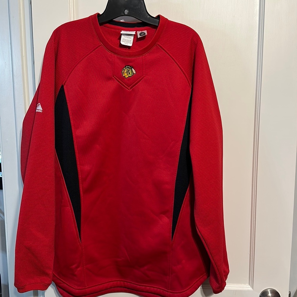 Majestic Men’s Chicago Blackhawks Therma Base Fleece Lined Sweatshirt Size Large - Picture 1 of 8
